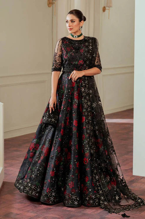 BAROQUE NET UNSTITCHED EMBROIDERED MAXI