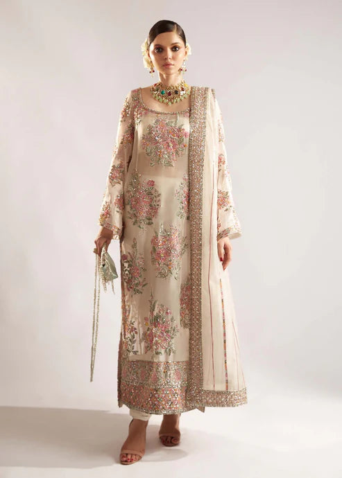 HUSSAIN REHAR ORGANZA UNSTITCHED EMB EURU SUIT