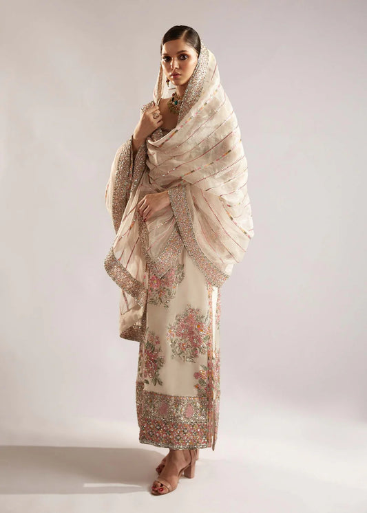 HUSSAIN REHAR ORGANZA UNSTITCHED EMB EURU SUIT