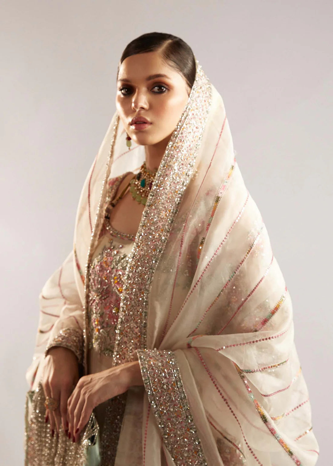 HUSSAIN REHAR ORGANZA UNSTITCHED EMB EURU SUIT