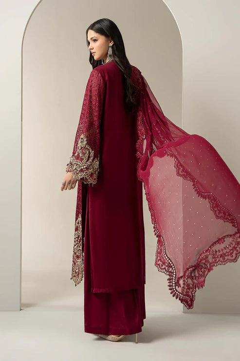 MARIA.B CHIFFON UNSTITCHED EMB SUIT 25-D3